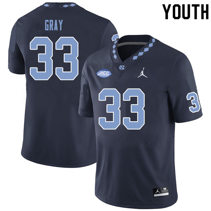 Youth #33 Cedric Gray North Carolina Tar Heels College Football Jerseys Sale-Black